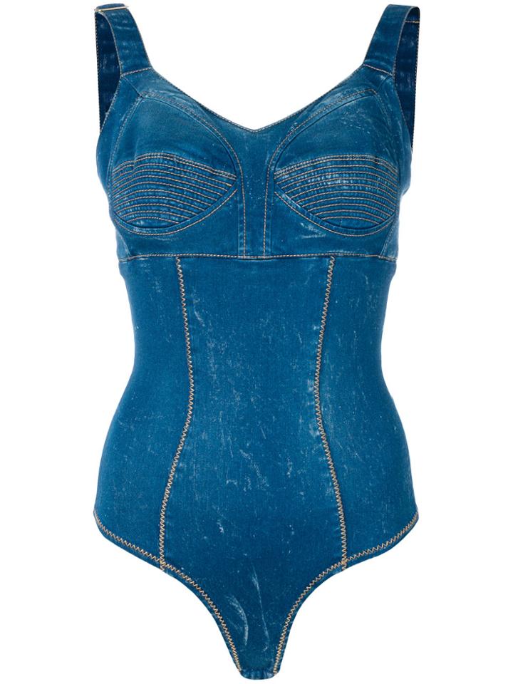 Murmur Sleeveless Fitted Bodysuit - Blue
