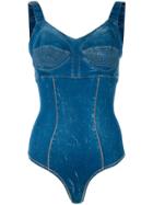 Murmur Sleeveless Fitted Bodysuit - Blue