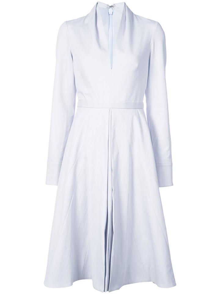 Brandon Maxwell Rolled Collar Shirt Dress - Blue