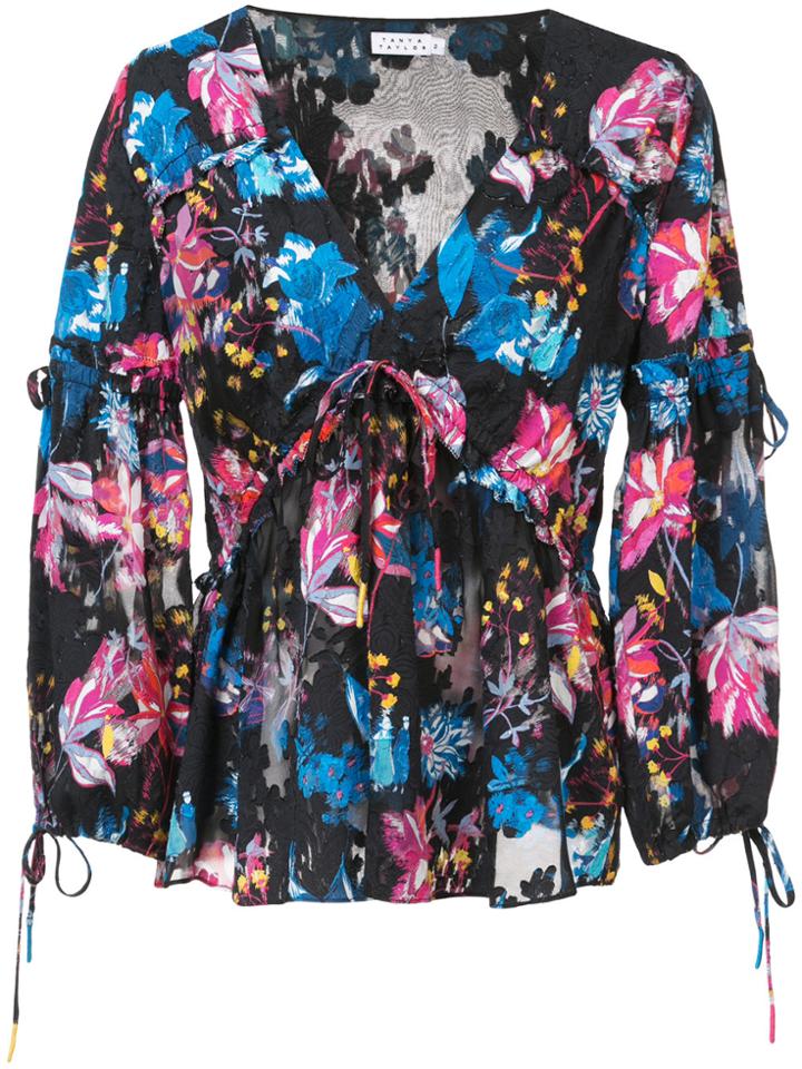 Tanya Taylor Floral Print Blouse - Black