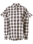 Sjyp Stripe Frill Sleeve Blouse - Nude & Neutrals