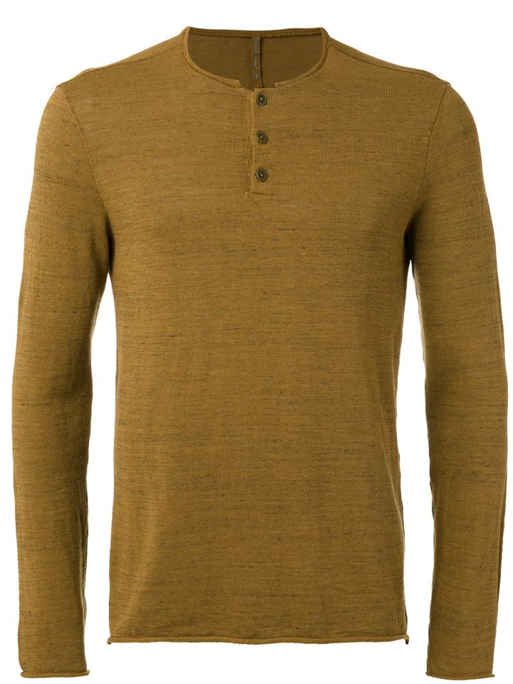 Transit Buttoned Neck Jumper, Men's, Size: Small, Nude/neutrals, Cotton/polyamide/viscose