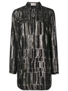 Saint Laurent Long-sleeved Patterned Shirt Dress - Black