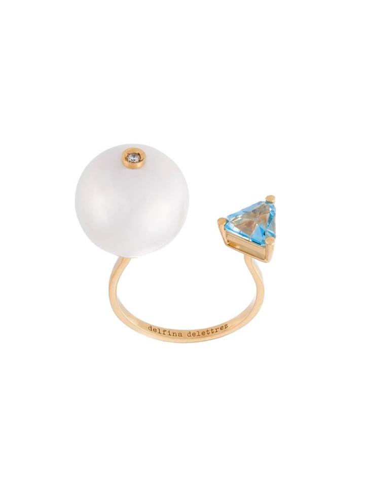 Delfina Delettrez 'trillion' Pearl, Topaz And Diamond Ring
