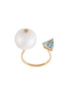 Delfina Delettrez 'trillion' Pearl, Topaz And Diamond Ring
