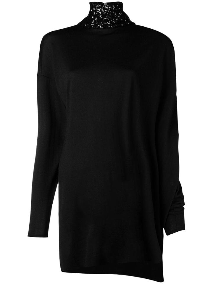 Gianluca Capannolo Sequined Turtleneck Shift Dress - Black