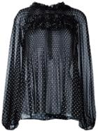 Giamba Polka Dots Sheer Blouse, Women's, Size: 42, Black, Silk/polyester