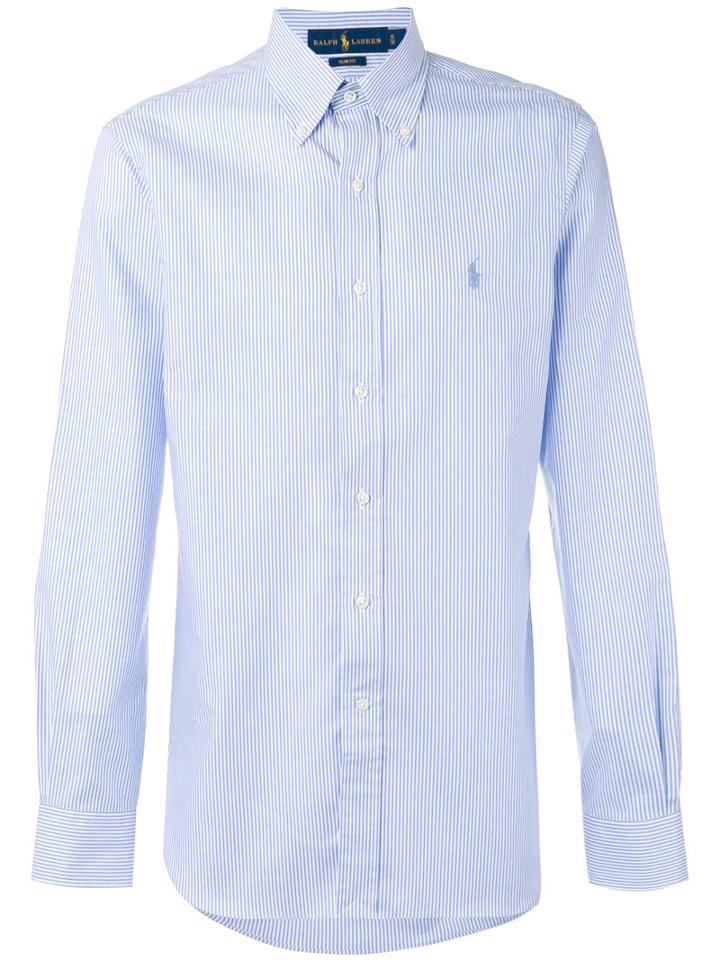 Polo Ralph Lauren Fitted Striped Shirt, Men's, Size: 16, White, Cotton