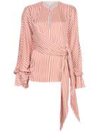 Jonathan Simkhai Striped Twist Wrap Blouse - White