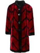 Christian Dior Vintage Shearling 'patterned' Coat - Red