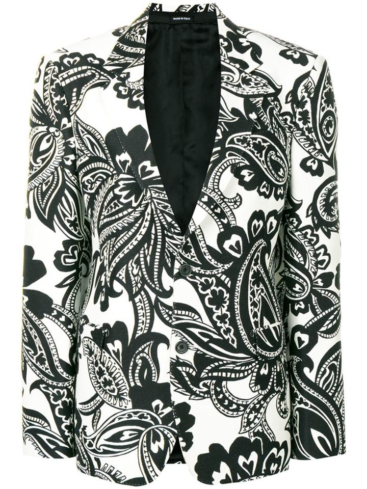 Alexander Mcqueen Single-breasted Printed Blazer - Black