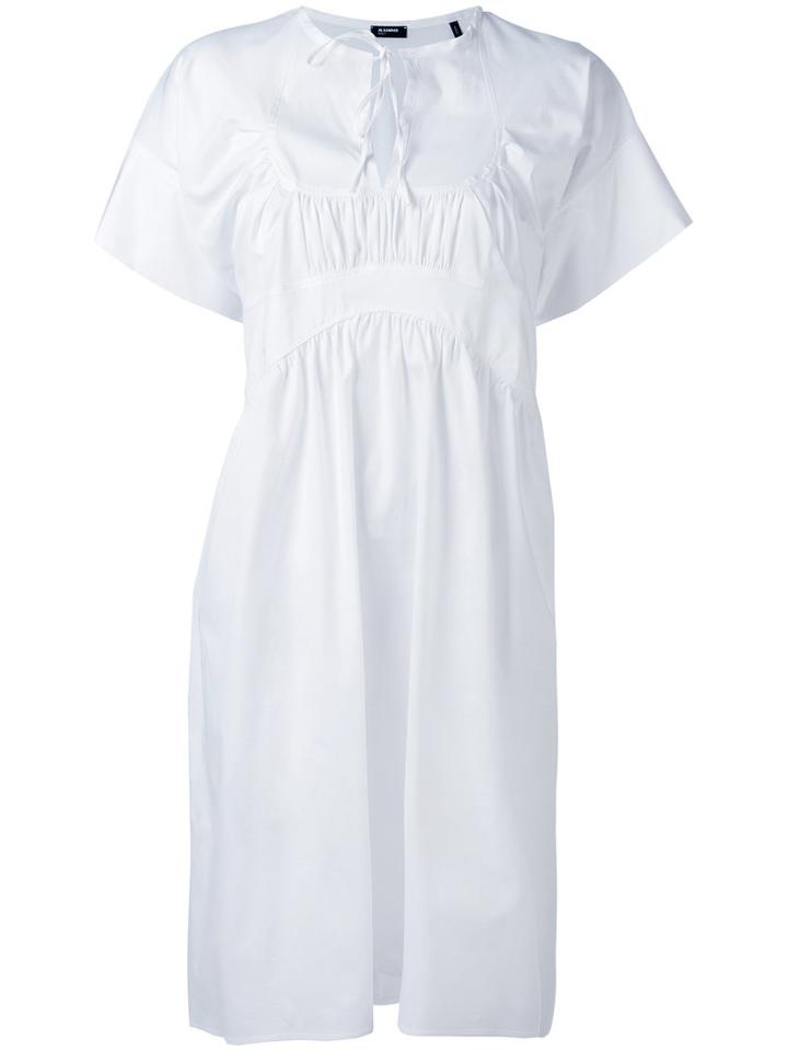 Jil Sander Navy Flared Dress, Women's, Size: 36, White, Cotton/spandex/elastane