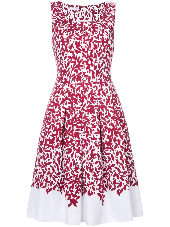 Oscar De La Renta - Floral Print Dress - Women - Cotton/spandex/elastane - 6, Red, Cotton/spandex/elastane
