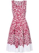 Oscar De La Renta - Floral Print Dress - Women - Cotton/spandex/elastane - 6, Red, Cotton/spandex/elastane