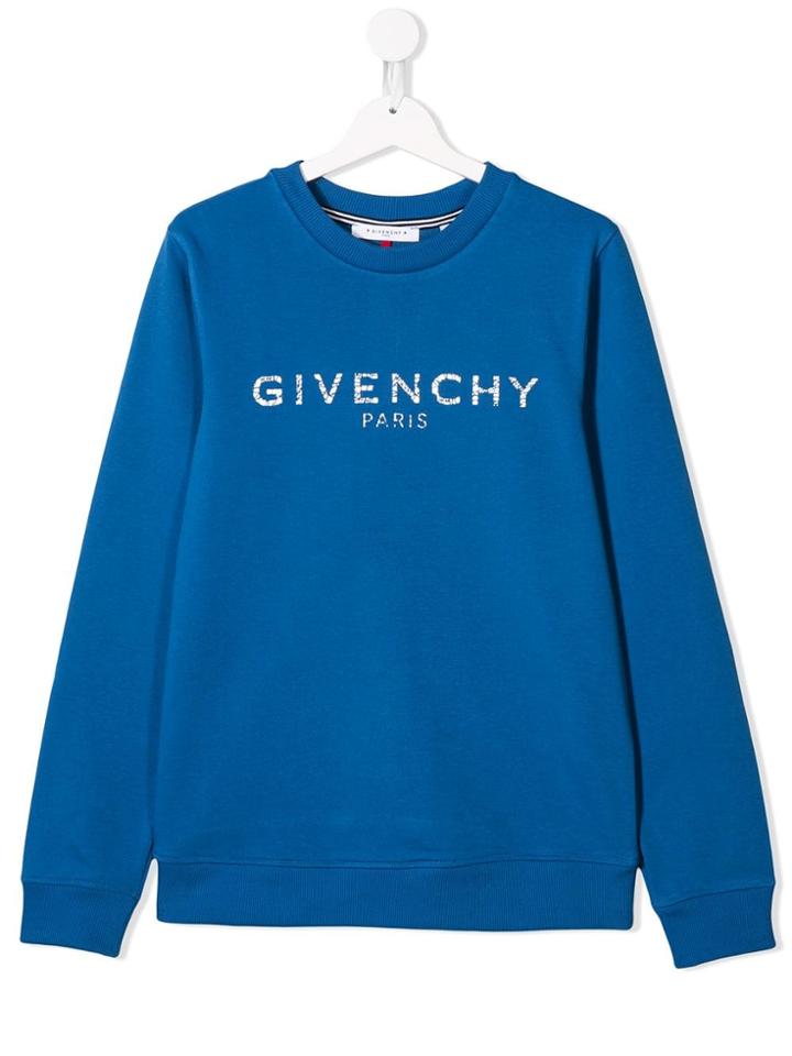 Givenchy Kids Logo Print Sweatshirt - Blue