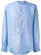 The Gigi - Mandarin Neck Shirt - Men - Linen/flax - 40, Blue, Linen/flax