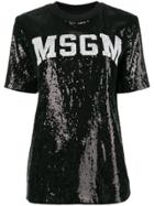Msgm Sequinned Logo T-shirt - Black