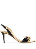 Emilio Pucci Chain Embellished Patent Leather Slingback Sandals -