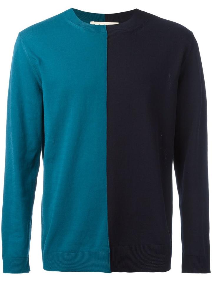 Marni Two Tone Jumper, Men's, Size: 52, Blue, Cotton