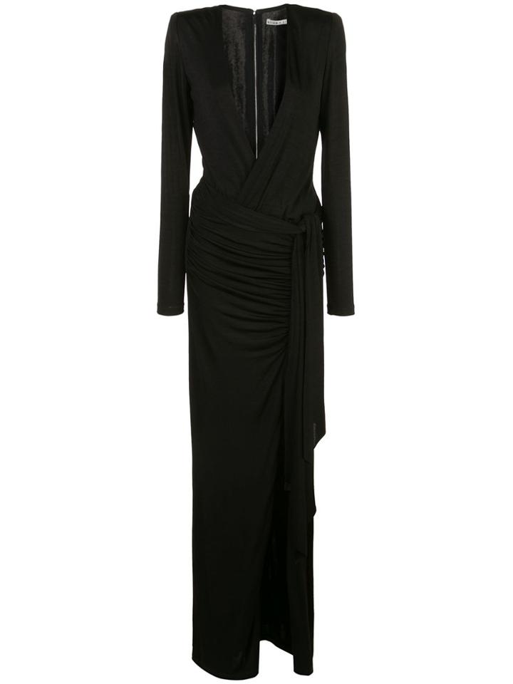 Alice+olivia Kyra Deep V Drapey Maxi Dress - Black