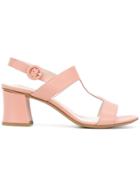 Vittorio Virgili T-bar Block Heel Sandals - Pink & Purple