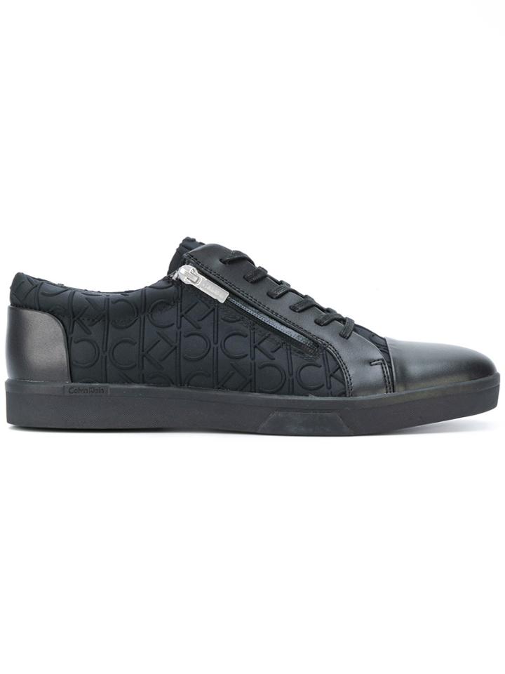Calvin Klein Monogram Embroidered Sneakers - Black