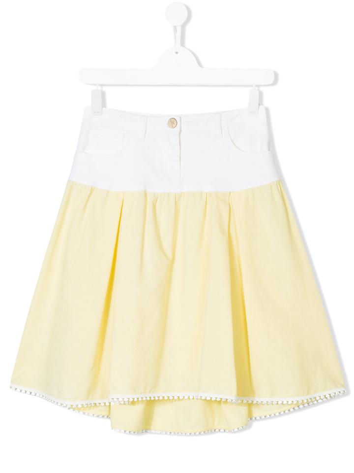 Elisabetta Franchi La Mia Bambina Contrast Panel Skirt - Yellow &