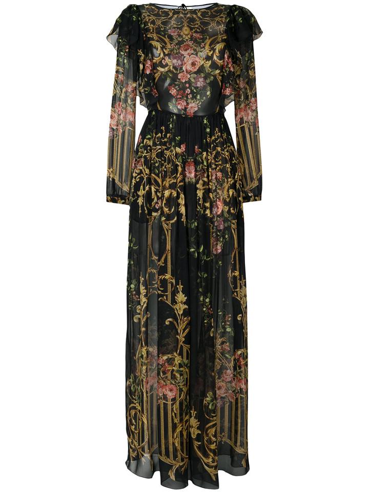 Alberta Ferretti - Maxi Floral Chiffon Dress - Women - Silk - 42, Silk