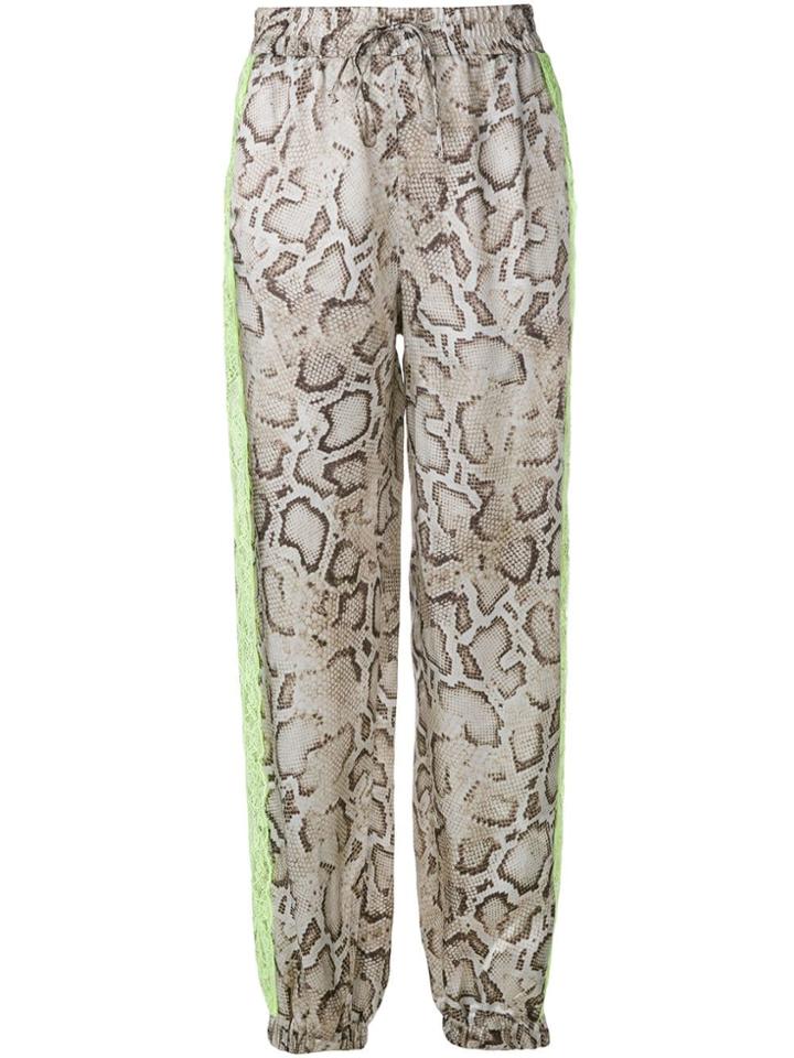 Pinko Snakeskin Print Drawstring Trousers - Brown