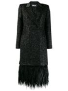 Just Cavalli Double Breasted Fringe Coat - Black