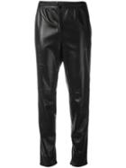 Saint Laurent Leather Straight Leg Trousers, Women's, Size: 36, Black, Lamb Skin
