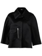 Yang Li Zip Detail Button Up Cropped Jacket, Women's, Size: 40, Black, Cotton/acetate