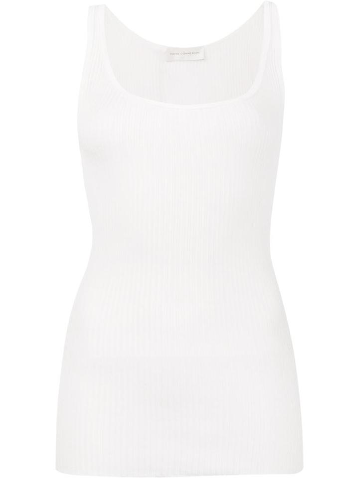 Faith Connexion Ribbed Long Tank Top, Women's, Size: Small, White, Cotton