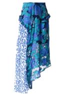 Preen By Thornton Bregazzi Printed Flower Skirt, Women's, Size: Small, Blue, Silk/polyester