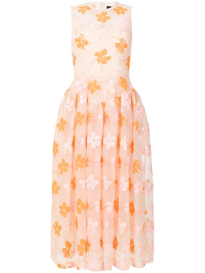 Simone Rocha Sequinned Flower Fit And Flare Dress - Nude & Neutrals