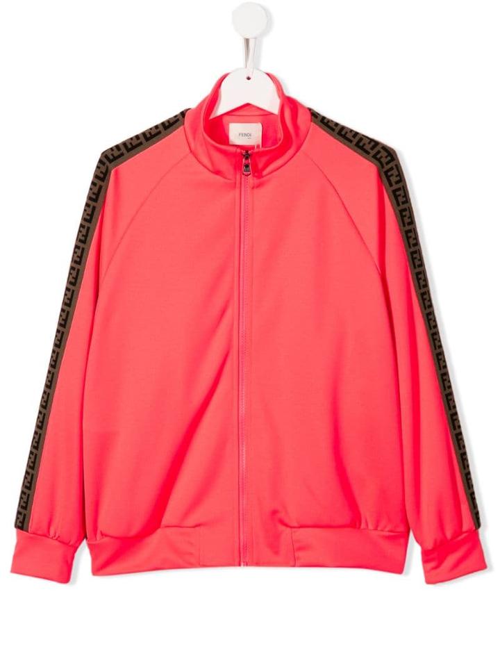 Fendi Kids Teen Logo Stripe Track Jacket - Orange