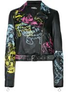 Jeremy Scott Printed Biker Jacket - Black