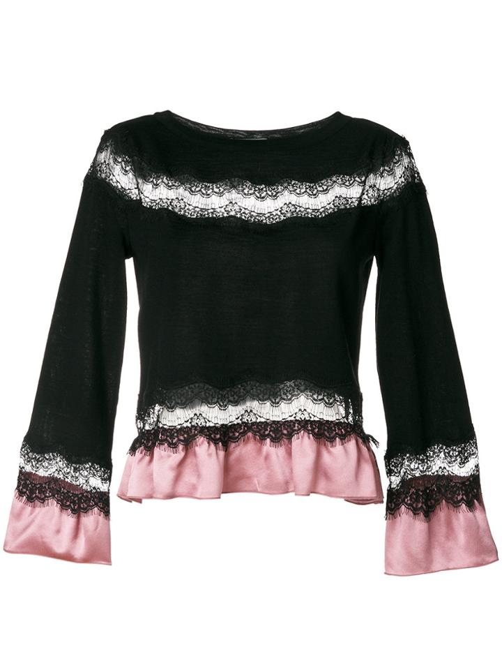 Alberta Ferretti Lace Panel Top - Black
