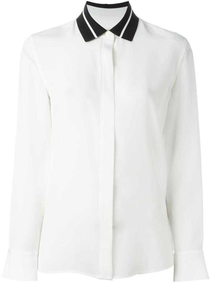 Rag & Bone Contrast Collar Shirt, Women's, Size: Small, White, Silk/rayon/nylon/spandex/elastane
