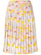 Prada Lip Print Pleated Skirt, Women's, Size: 40, Pink/purple, Silk