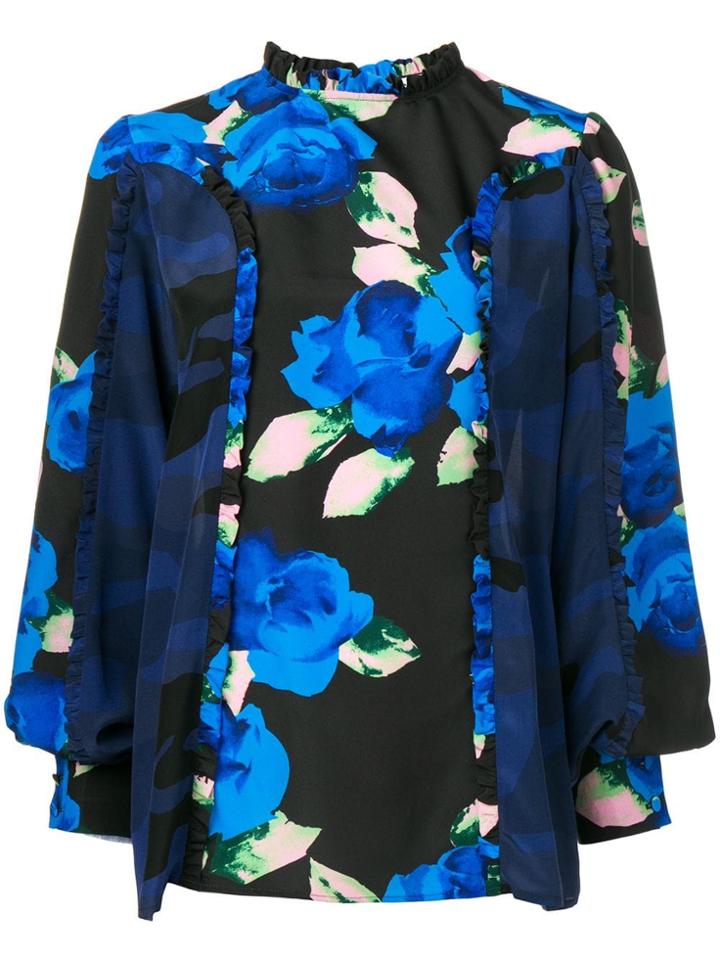 Msgm Floral Printed Blouse - Black