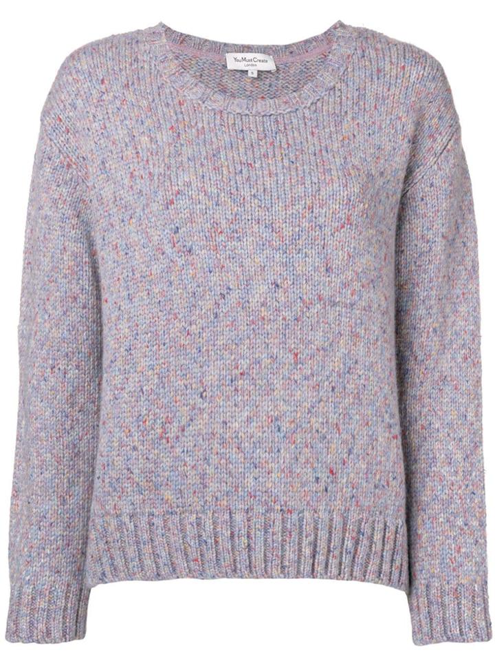 Ymc Speckled Knit Jumper - Blue