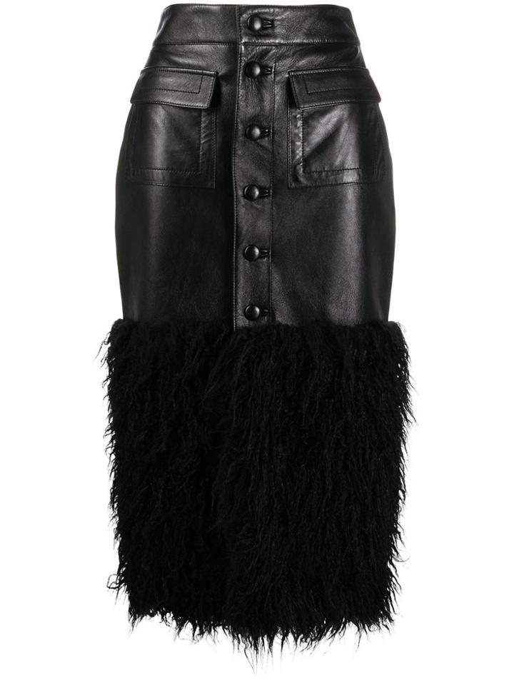 Saint Laurent Pencil Midi Skirt - Black