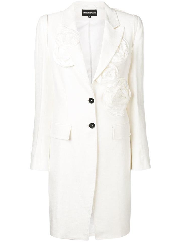 Ann Demeulemeester Flower Appliqué Coat - White