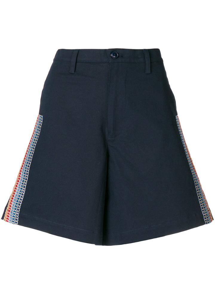 Jour/né Woven Stripe Trim Shorts - Blue
