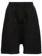 Byborre Stitch Detail Knit Shorts - Black