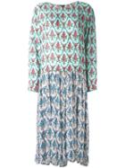 Jil Sander Navy Long Flowered Dress, Women's, Size: 42, Blue, Rayon
