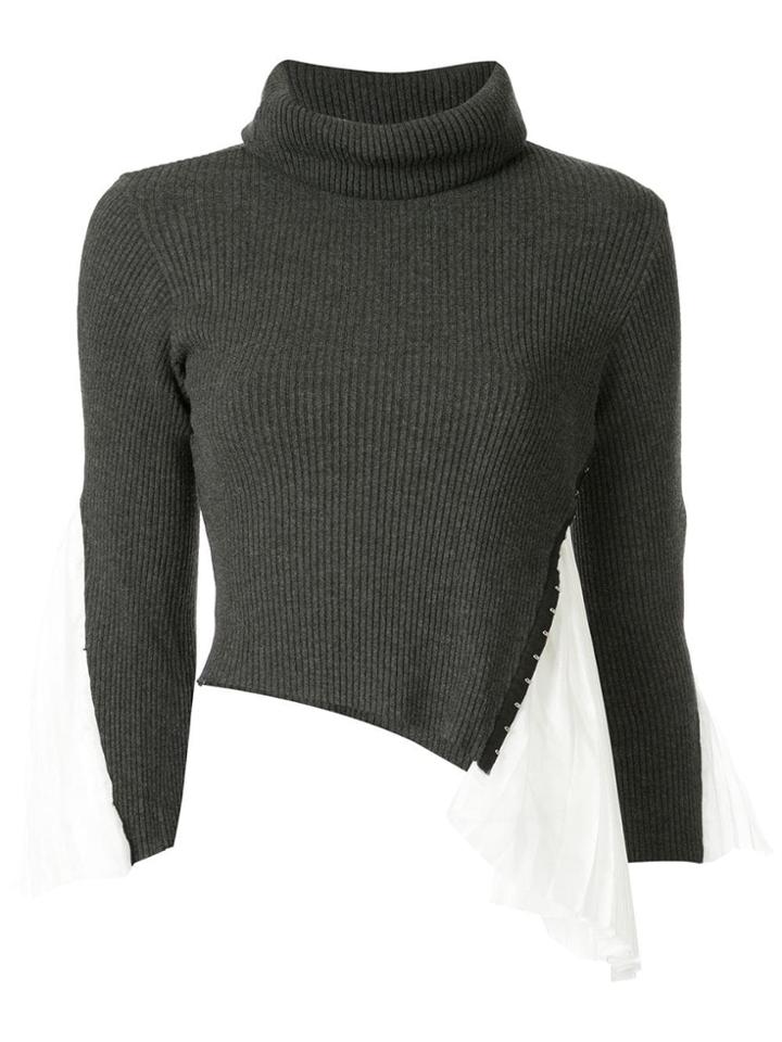 Shanshan Ruan Silk-panelled Jumper - Grey