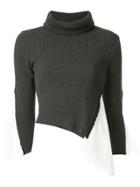 Shanshan Ruan Silk-panelled Jumper - Grey