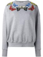 Alexander Mcqueen Embellished Butterfly Sweatshirt, Women's, Size: 44, Grey, Cotton/polyester/glass